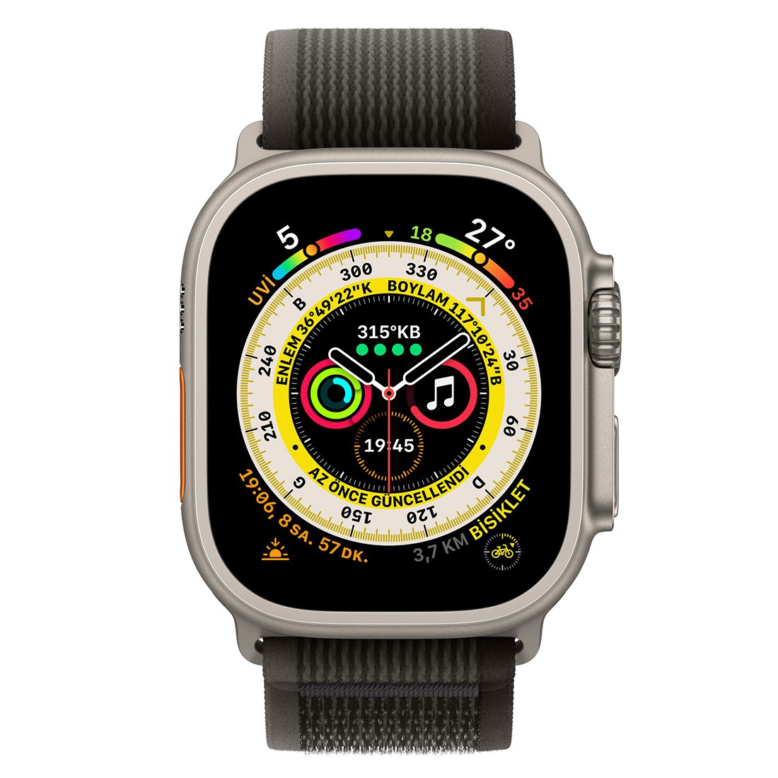 Apple Watch Trail Loop Gri Siyah