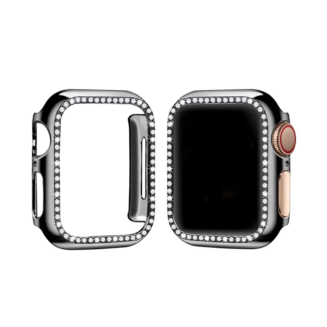 Apple Watch Uyumlu Şık Taşlı Parlak Kasa Koruyucu Black