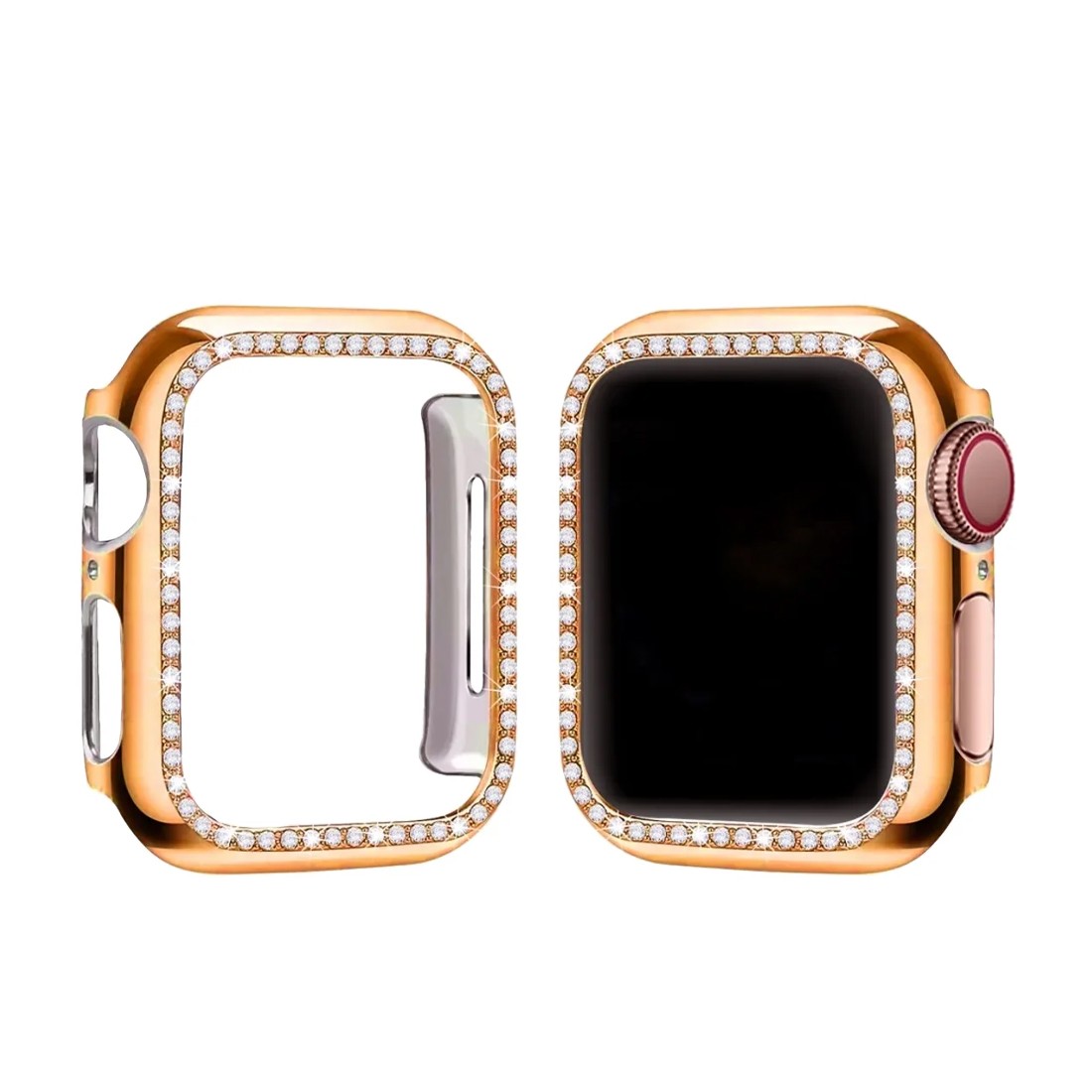 Apple Watch Uyumlu Şık Taşlı Parlak Kasa Koruyucu Bronz