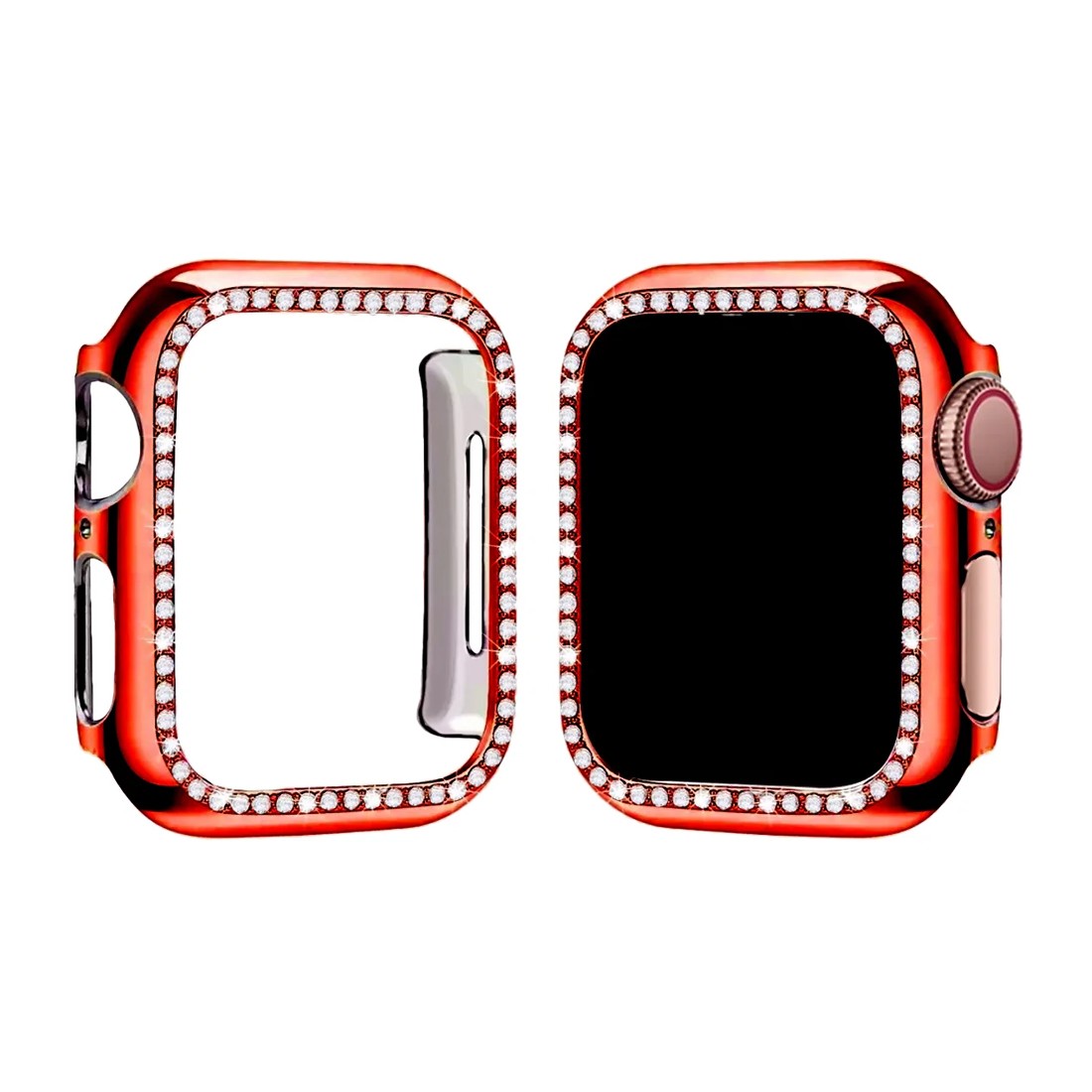 Apple Watch Uyumlu Şık Taşlı Parlak Kasa Koruyucu Red