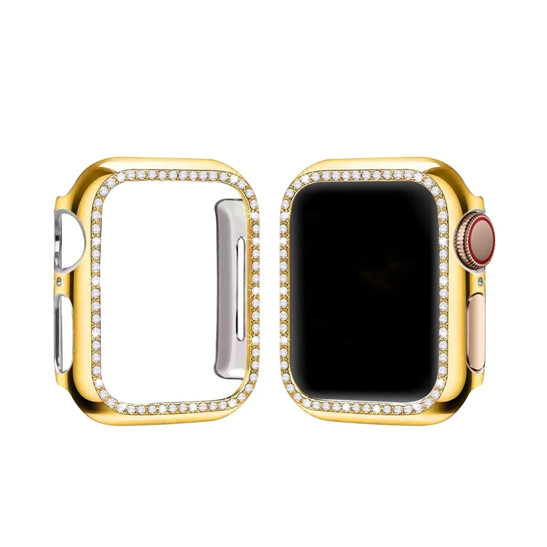 Apple Watch Uyumlu Şık Taşlı Parlak Kasa Koruyucu Gold