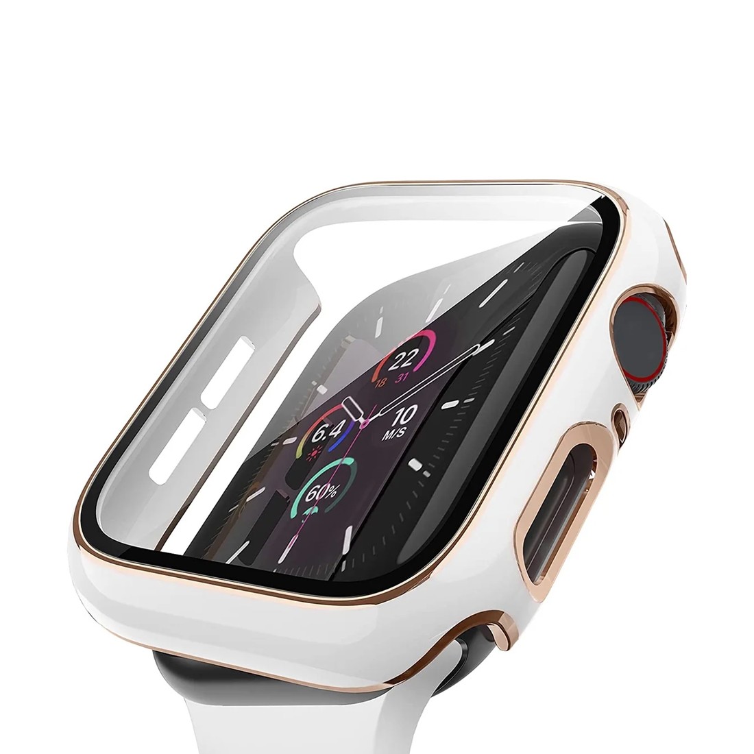 Apple Watch Uyumlu Parlak Gold Detaylı Koruyucu White